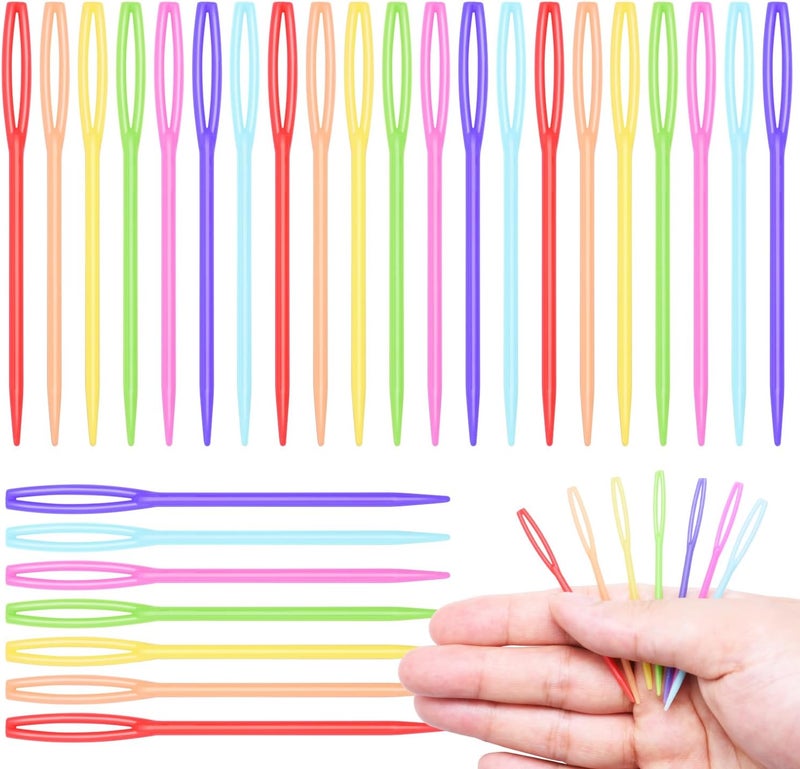 ManTangSun 50 Count 7cm(2-3/4 inch) Plastic Yarn Needles for Kids, Large Eye Sewing Crochet Needle for Yarn Amigurimi Darning Tapestry Plastic Canvas Needle DIY Sewing Needles Crafts, Assorted Colors - Image 1